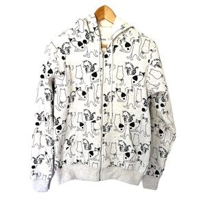 LA Soul Cat Print Hoodie Sweatshirt Full-Zip Cartoon Kitty